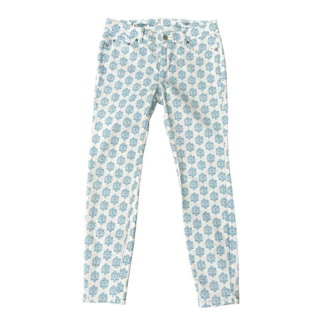 VINEYARD VINES MEDALLION PRINT DENIM MIDRISE SKINNY JEANS BLUE JAY size 6 - Picture 2 of 8